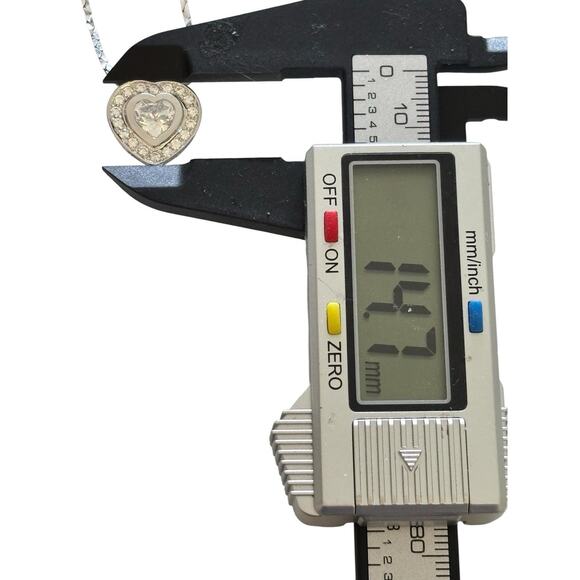 925 Sterling Silver Cubic Zirconia Heart Pendant DCI Necklace 13” Monet Chain - Picture 7 of 11